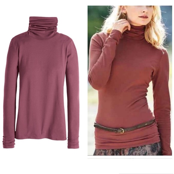 Peruvian Connection Sweaters - Peruvian Connection mauve Extreme Pima Cotton Stretch Turtleneck, size medium